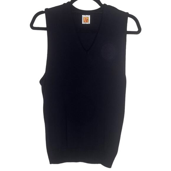 Vintage V-Neck Pullover Sweater Vest, Knit Stretch Top Navy Blue Small - Picture 1 of 10